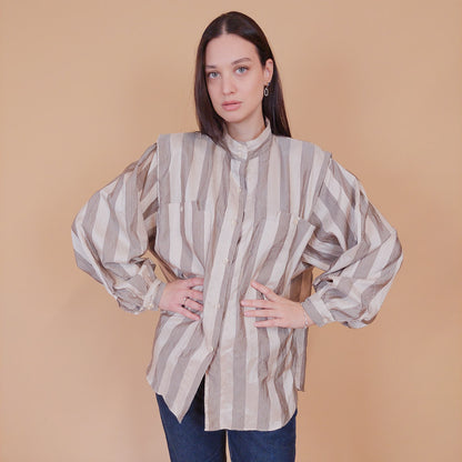 VIN-BLO-32527 Vintage πουκάμισο ριγέ L-XL