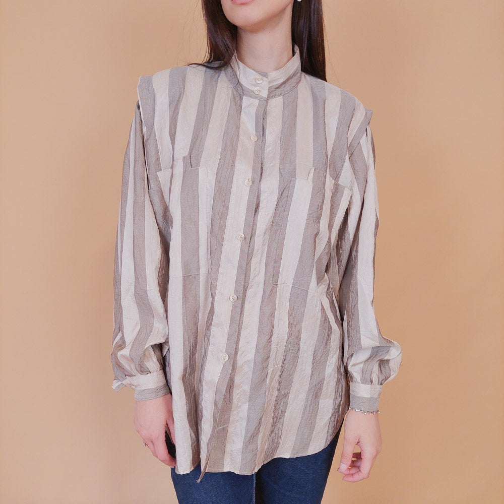 VIN-BLO-32527 Vintage πουκάμισο ριγέ L-XL