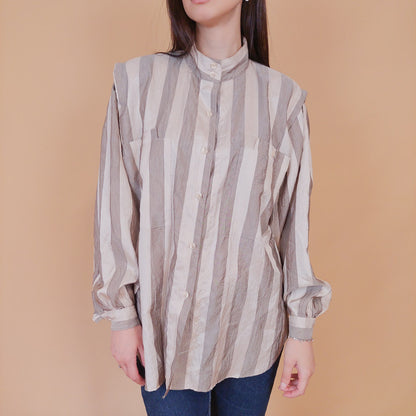 VIN-BLO-32527 Vintage πουκάμισο ριγέ L-XL