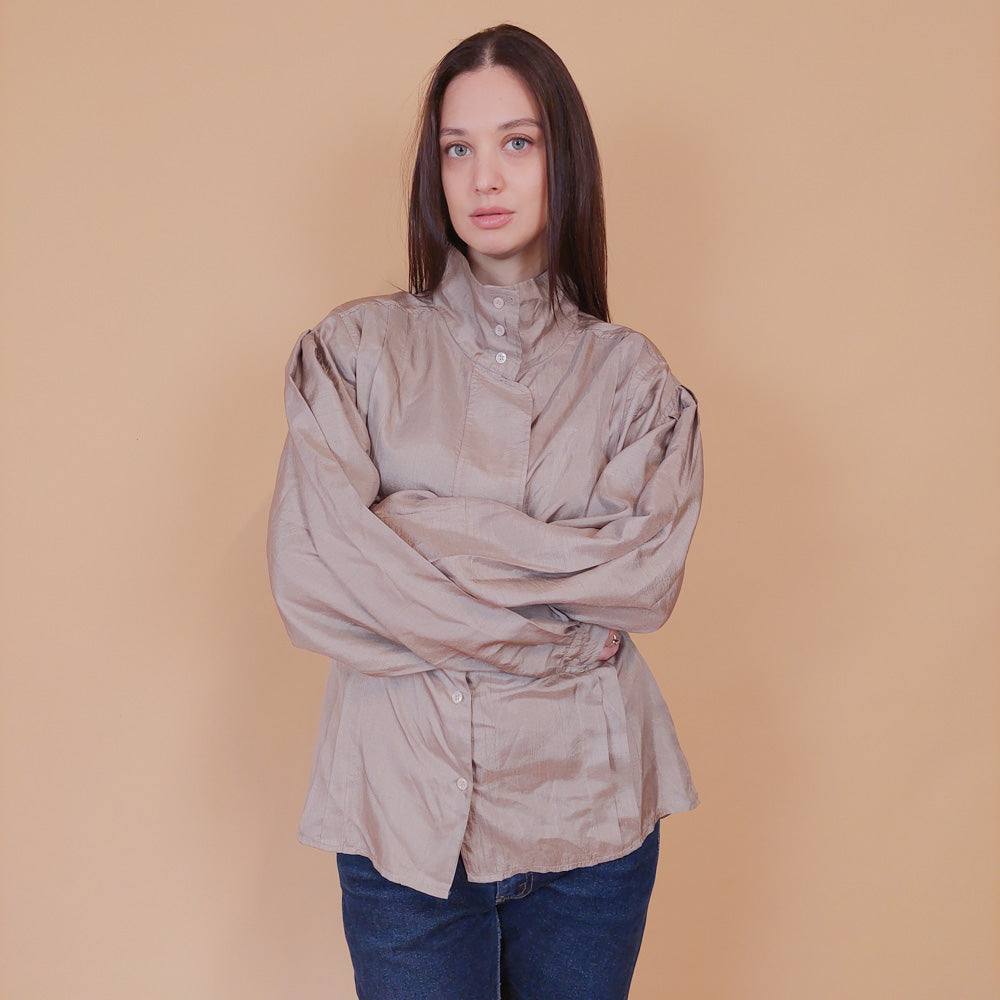 VIN-BLO-32525 Vintage πουκάμισο μπεζ L-XL