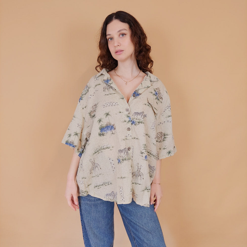 VIN-BLO-34900 Vintage πουκάμισο χαβανέζικο L-XL