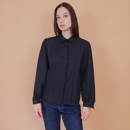 VIN-BLO-32523 Vintage πουκάμισο μαύρο M-L