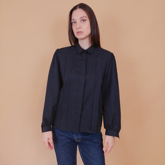 VIN-BLO-32523 Vintage πουκάμισο μαύρο M-L