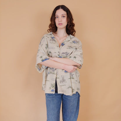 VIN-BLO-34900 Vintage πουκάμισο χαβανέζικο L-XL