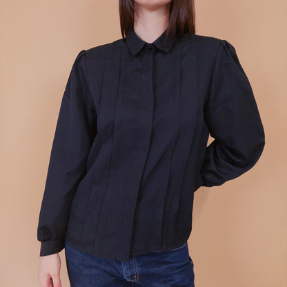 VIN-BLO-32523 Vintage πουκάμισο μαύρο M-L