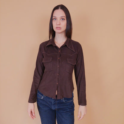 VIN-BLO-32521 Vintage πουκάμισο με υφή σουέντ S