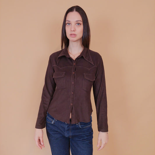 VIN-BLO-32521 Vintage πουκάμισο με υφή σουέντ S