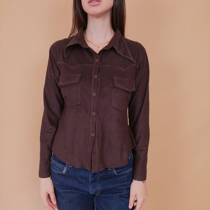 VIN-BLO-32521 Vintage πουκάμισο με υφή σουέντ S