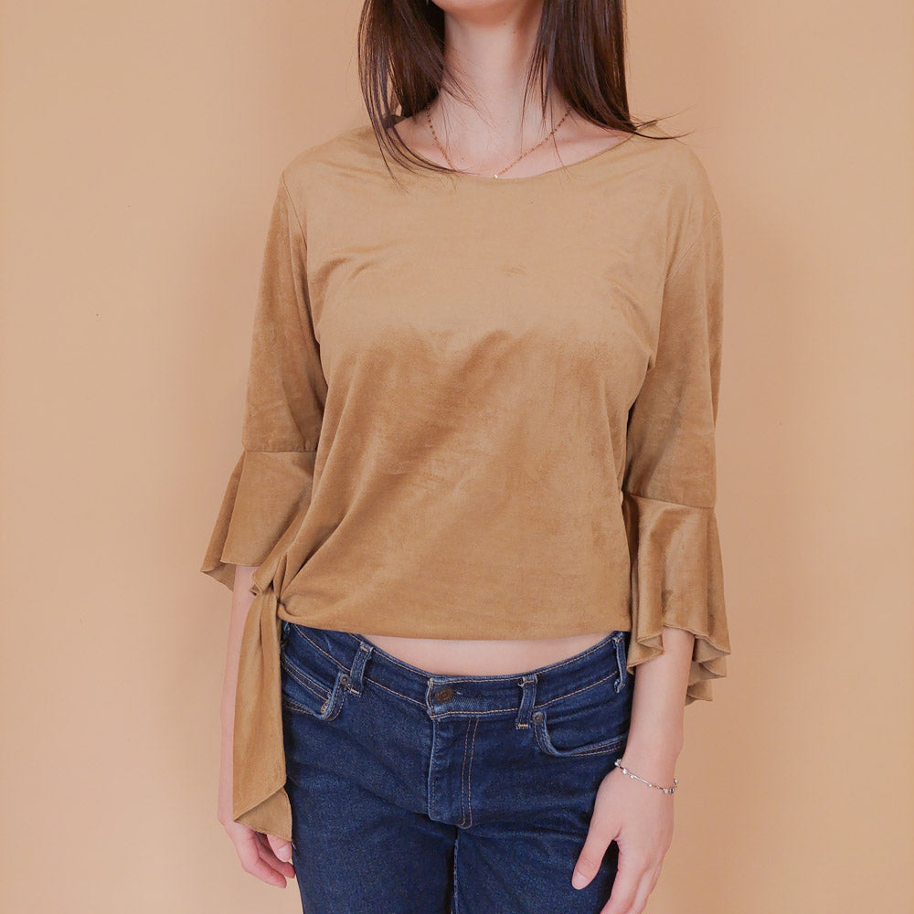 VIN-BLO-32543 Vintage τοπ μπεζ L