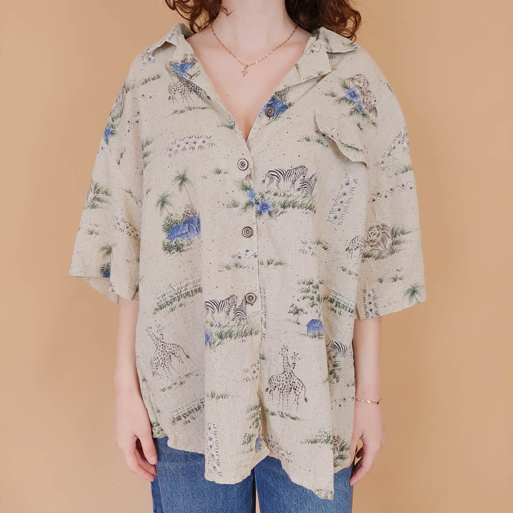 VIN-BLO-34900 Vintage πουκάμισο χαβανέζικο L-XL