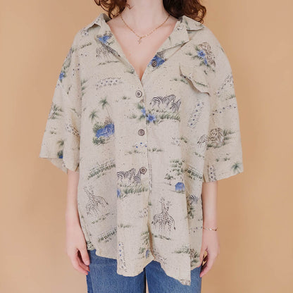 VIN-BLO-34900 Vintage πουκάμισο χαβανέζικο L-XL