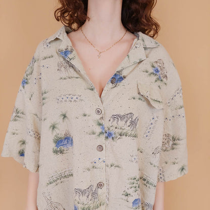 VIN-BLO-34900 Vintage πουκάμισο χαβανέζικο L-XL