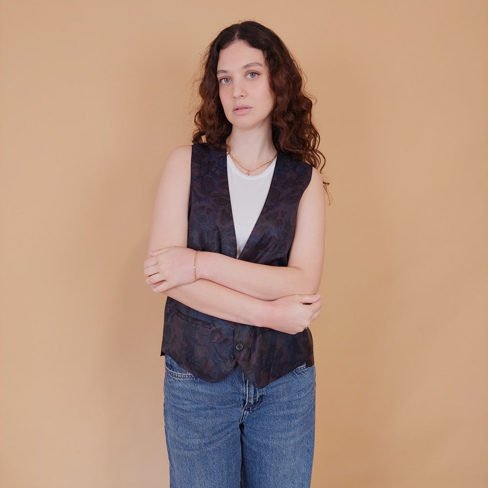 VIN-OUTW-34917 Vintage γιλέκο βισκόζη L-XL
