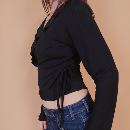 VIN-BLO-32518 Vintage τοπ Y2K μαύρο S