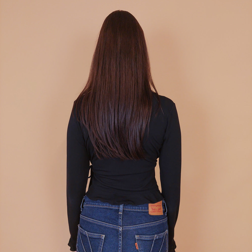 VIN-BLO-32518 Vintage τοπ Y2K μαύρο S