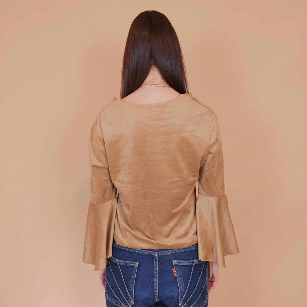 VIN-BLO-32543 Vintage τοπ μπεζ L