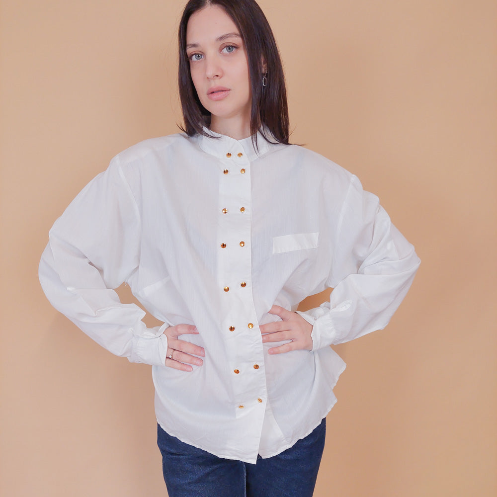 VIN-BLO-32601 Vintage πουκάμισο λευκό L-ΧL