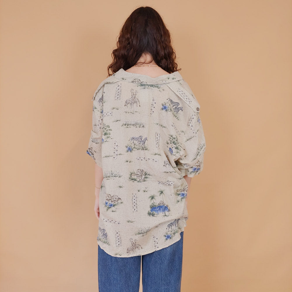 VIN-BLO-34900 Vintage πουκάμισο χαβανέζικο L-XL