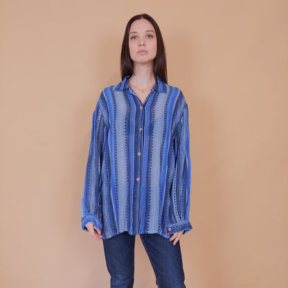 VIN-BLO-32604 Vintage πουκάμισο εμπριμέ XL