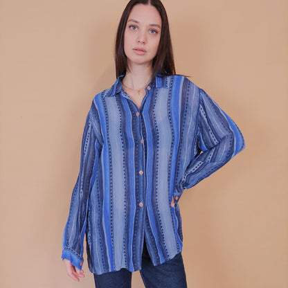 VIN-BLO-32604 Vintage πουκάμισο εμπριμέ XL