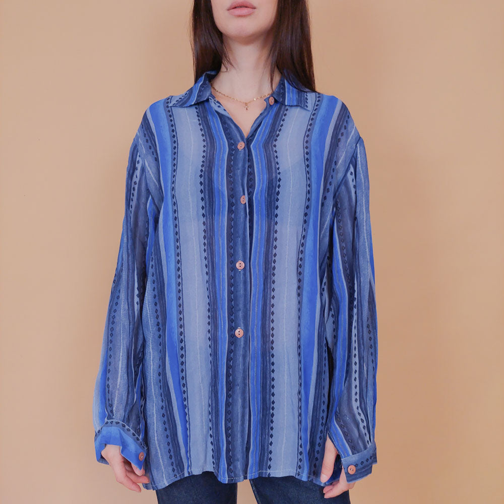 VIN-BLO-32604 Vintage πουκάμισο εμπριμέ XL