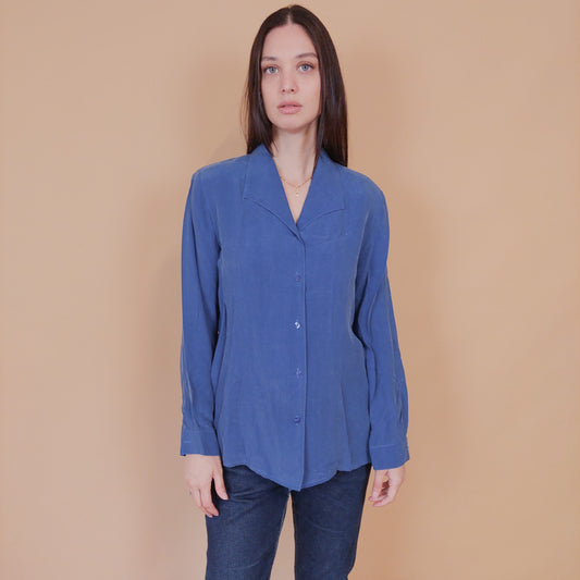 VIN-BLO-32605 Vintage πουκάμισο μπλε M-L
