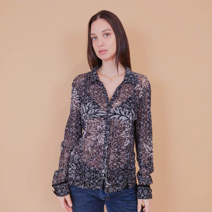 VIN-BLO-32608 Vintage πουκάμισο τούλι Μ-L