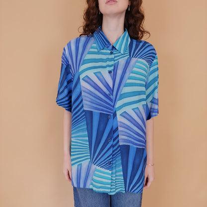 VIN-BLO-34820 Vintage πουκάμισο εμπριμέ L-XL