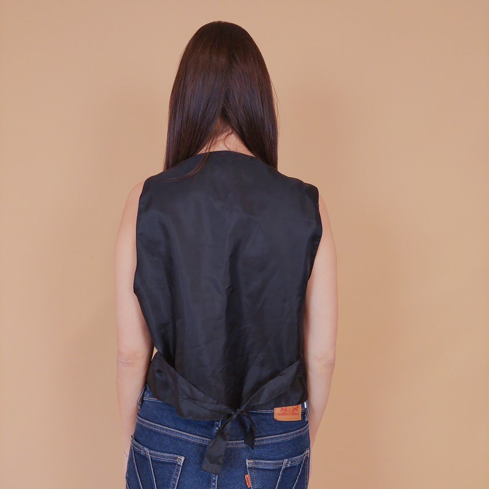 VIN-BLO-32615 Vintage γιλέκο γυναικείο Pied de poule M-L