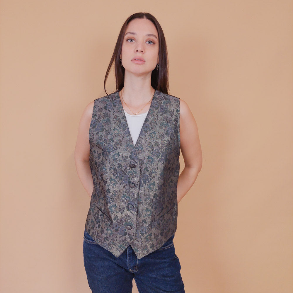 VIN-BLO-32616 Vintage γιλέκο γυναικείο lurex L-XL