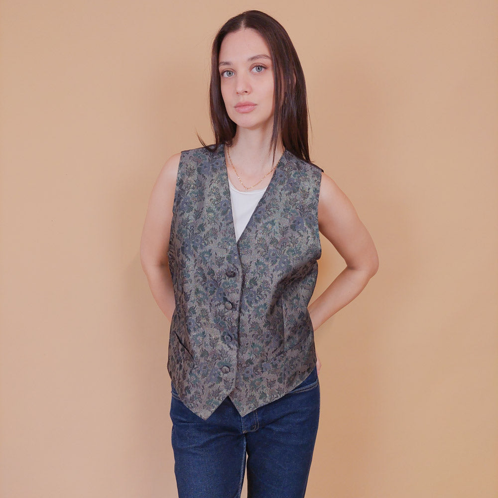 VIN-BLO-32616 Vintage γιλέκο γυναικείο lurex L-XL