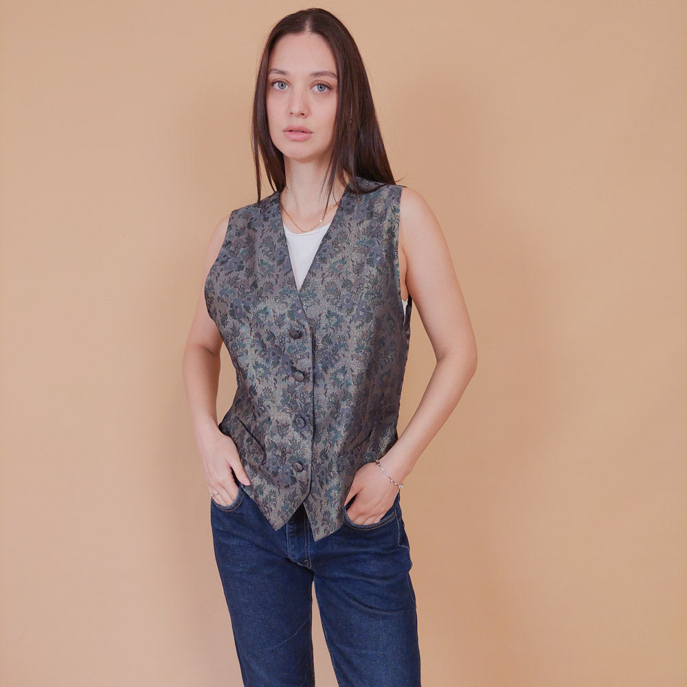 VIN-BLO-32616 Vintage γιλέκο γυναικείο lurex L-XL