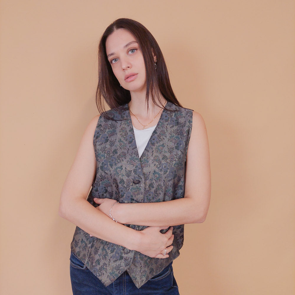 VIN-BLO-32616 Vintage γιλέκο γυναικείο lurex L-XL