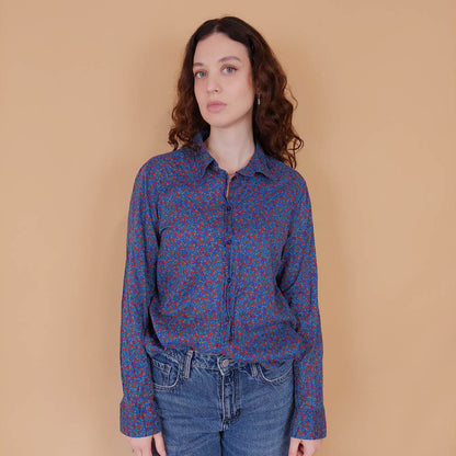 VIN-BLO-34828 Vintage πουκάμισο φλοράλ Benetton S-M