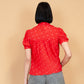 VIN-BLO-23046 Vintage μπλούζα πλισέ κόκκινο S
