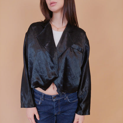 VIN-BLO-32516 Vintage top ζακέτα μαύρο L-XL