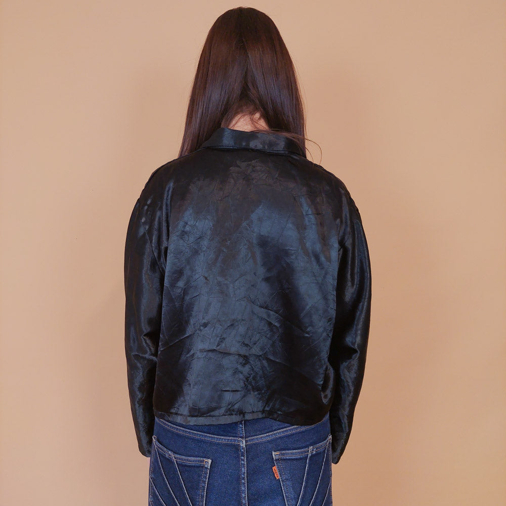 VIN-BLO-32516 Vintage top ζακέτα μαύρο L-XL