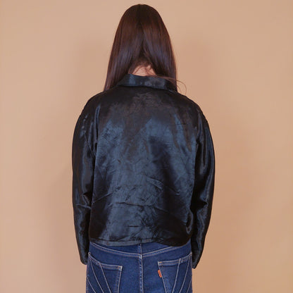 VIN-BLO-32516 Vintage top ζακέτα μαύρο L-XL