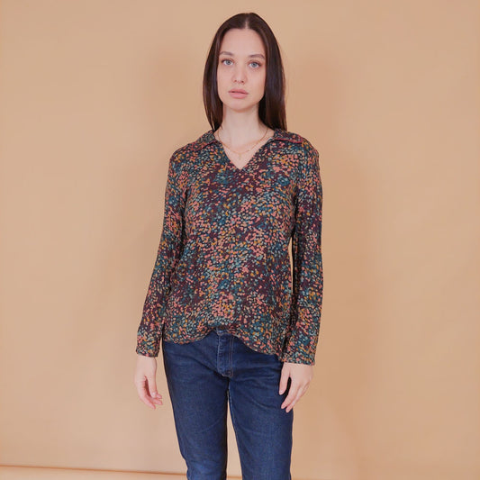 VIN-BLO-32546 Vintage τοπ εμπριμέ Μ