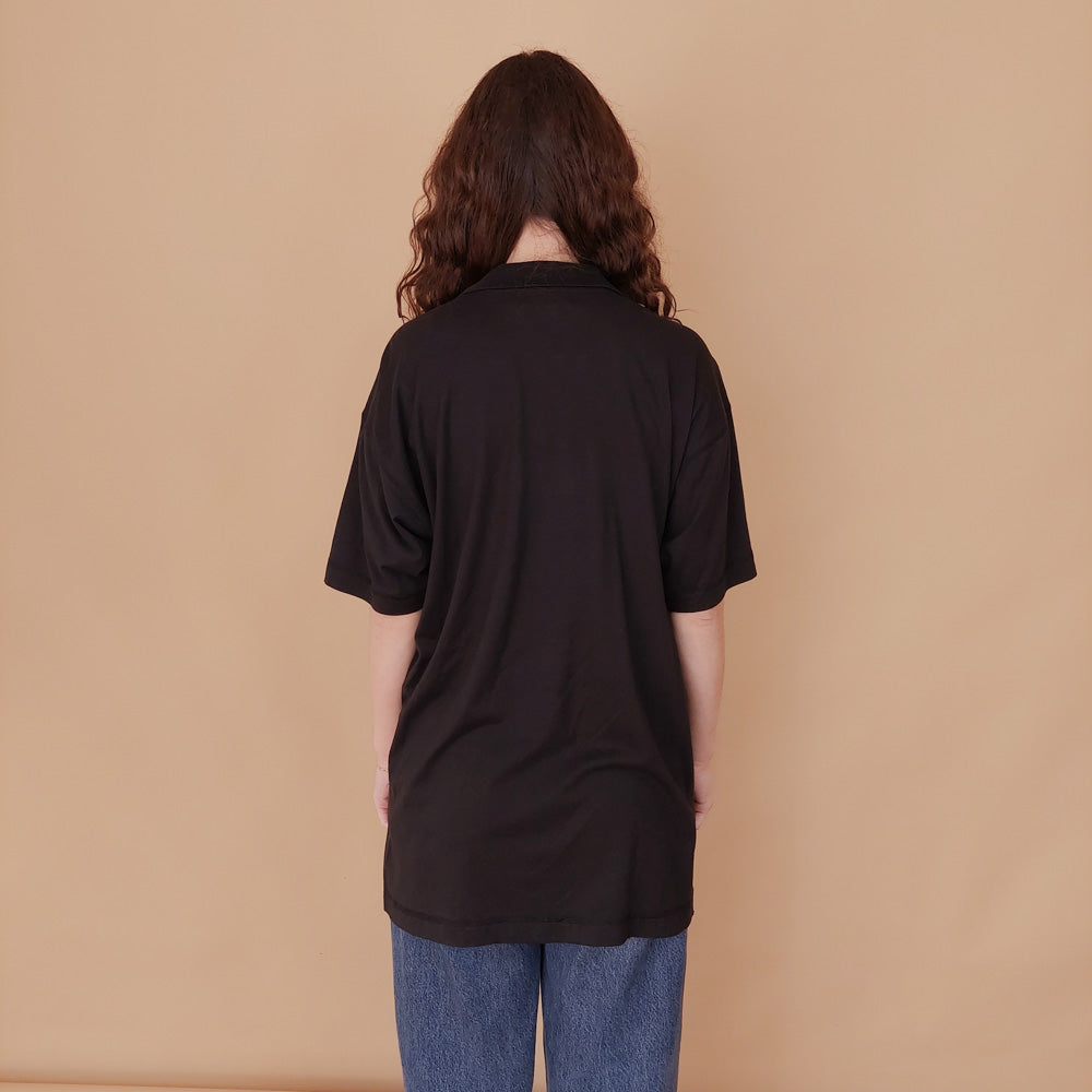 VIN-BLO-34838 Vintage top μαύρο με κέντημα ελέφαντα M
