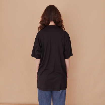 VIN-BLO-34838 Vintage top μαύρο με κέντημα ελέφαντα M