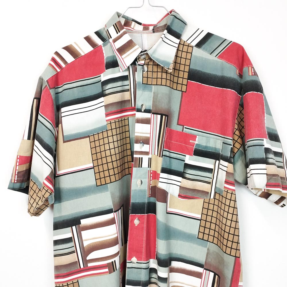 VIN-SHI-27107 Vintage πουκάμισο crazy pattern S