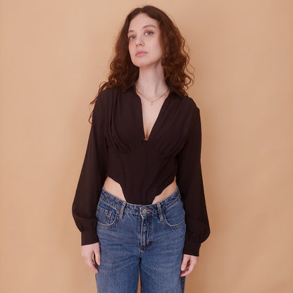 VIN-BLO-34841 Vintage top μαύρο S