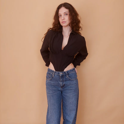 VIN-BLO-34841 Vintage top μαύρο S