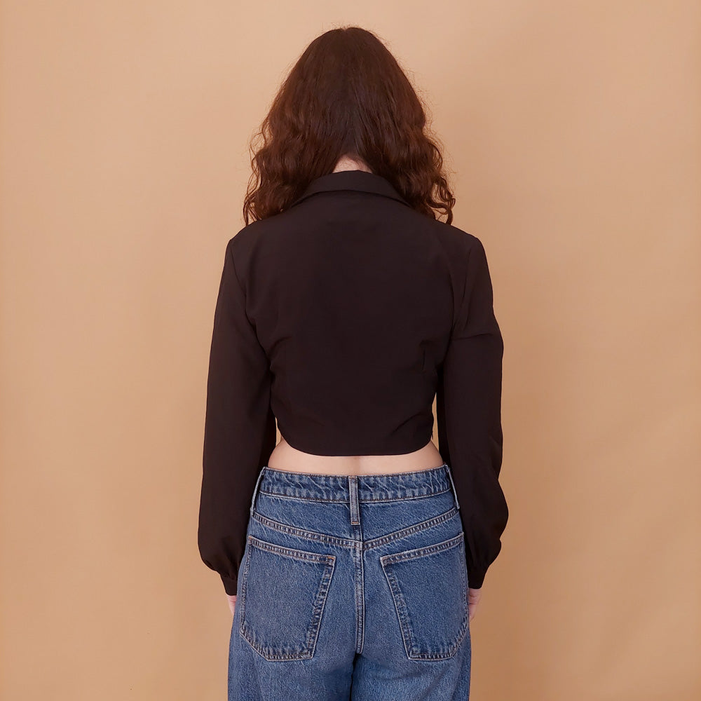 VIN-BLO-34841 Vintage top μαύρο S