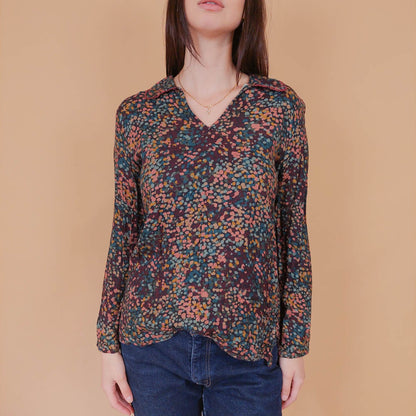 VIN-BLO-32546 Vintage τοπ εμπριμέ Μ