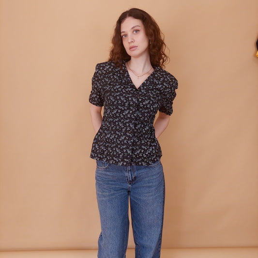 VIN-BLO-34935 Vintage top εμπριμέ made in Italy S