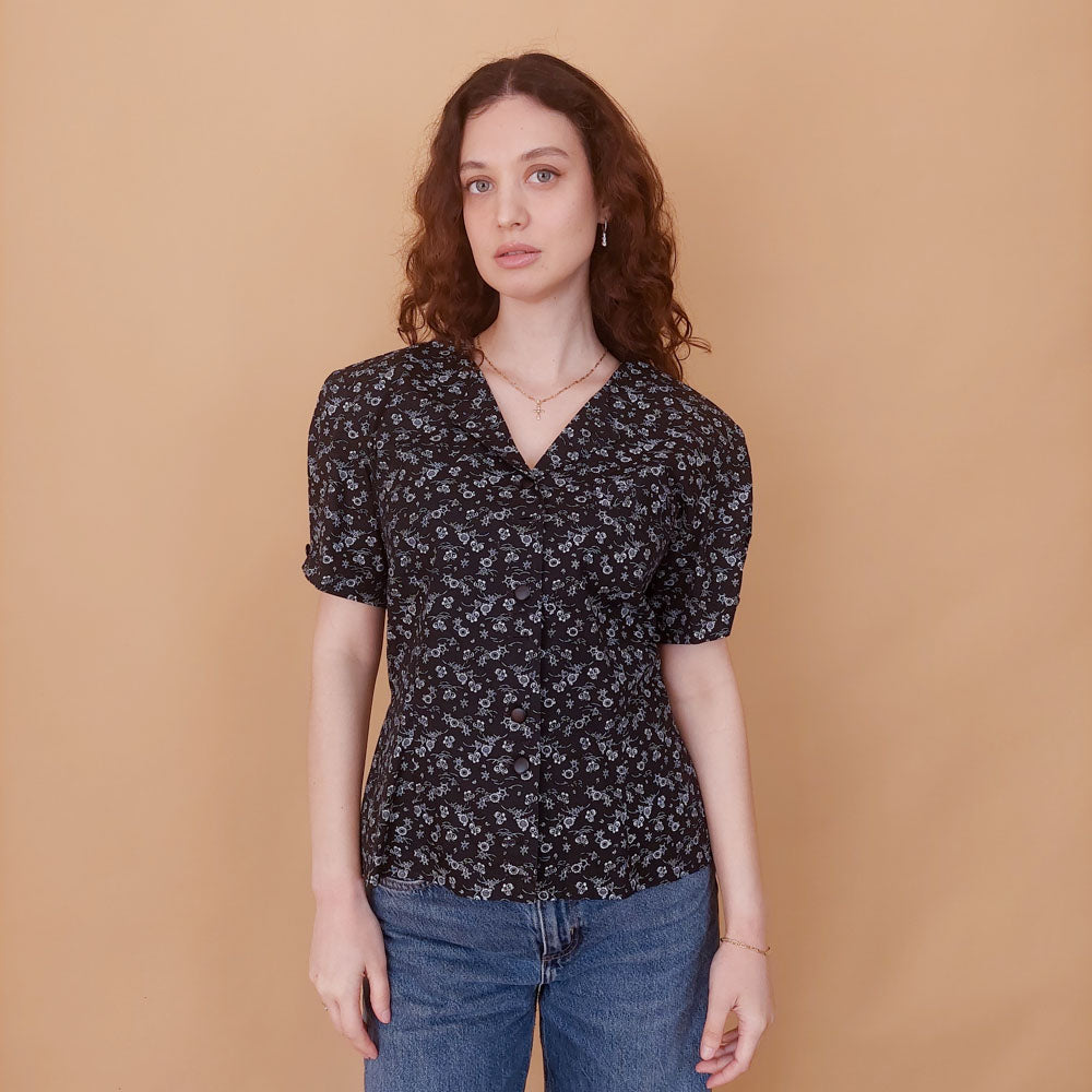 VIN-BLO-34935 Vintage top εμπριμέ made in Italy S