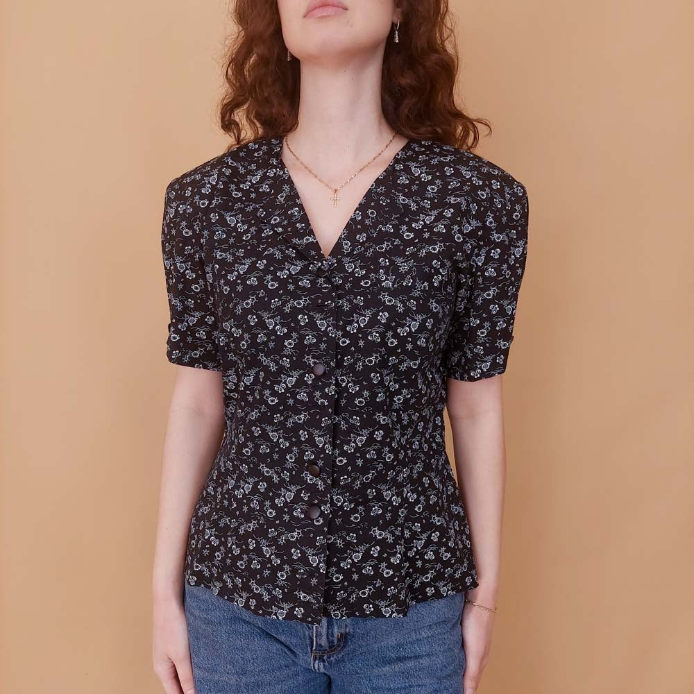 VIN-BLO-34935 Vintage top εμπριμέ made in Italy S