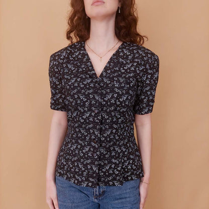 VIN-BLO-34935 Vintage top εμπριμέ made in Italy S